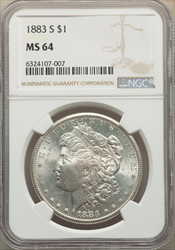 1883-S S$1 Morgan Dollars NGC MS64