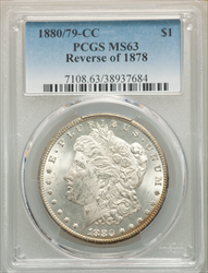 1880-CC S$1 Reverse of 1878 Morgan Dollars PCGS MS63