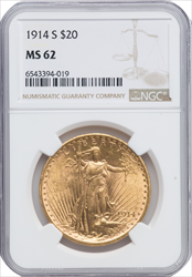 1914-S $20 Saint-Gaudens Double Eagles NGC MS62