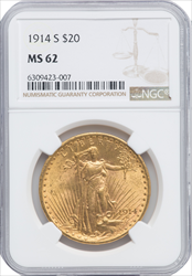 1914-S $20 Saint-Gaudens Double Eagles NGC MS62