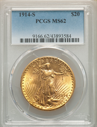 1914-S $20 Saint-Gaudens Double Eagles PCGS MS62