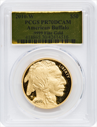 2010-W $50 One-Ounce Gold Buffalo .9999 Fine Gold PR DC Modern Bullion Coins PCGS MS70