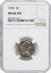1958 5C FS Jefferson Nickels NGC MS66