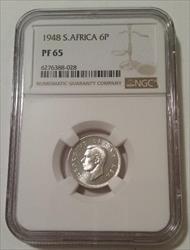 South Africa George VI 1948 Silver 6 Pence Proof PF65 NGC Low Mintage