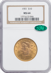 1901 $10 CAC Liberty Eagles NGC MS64
