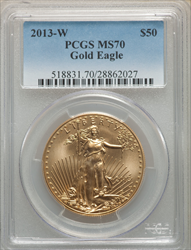 2013-W $50 One-Ounce Gold Eagle SP Modern Bullion Coins PCGS MS70