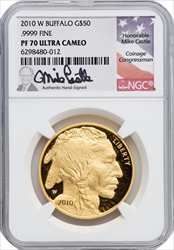 2010-W $50 One-Ounce Gold Buffalo .9999 Fine Gold PR DC Modern Bullion Coins NGC MS70