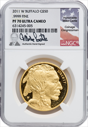 2011-W $50 One-Ounce Gold Buffalo DC Modern Bullion Coins NGC MS70