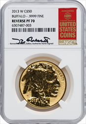 2013-W $50 One-Ounce Gold Buffalo Reverse Proof 100th Anniversary PR Modern Bullion Coins NGC MS70