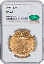 1924 $20 Saint CAC Saint-Gaudens Double Eagles NGC MS65