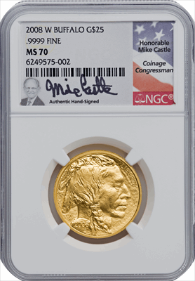 2008-W $25 Half-Ounce Gold Buffalo SP Modern Bullion Coins NGC MS70