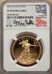 2014-W $50 One-Ounce Gold Eagle PR DC Modern Bullion Coins NGC MS70