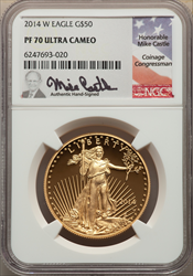 2014-W $50 One-Ounce Gold Eagle PR DC Modern Bullion Coins NGC MS70