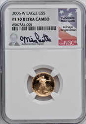 2006-W $5 Tenth-Ounce Gold Eagle PR DC Modern Bullion Coins NGC MS70