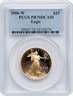 2006-W $25 Half-Ounce Gold Eagle PR DC Modern Bullion Coins PCGS MS70
