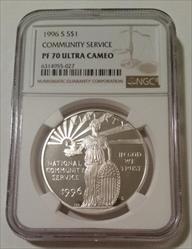 1996 S National Community Service Commemorative Silver Dollar Proof PF70 UC NGC