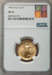 1987 $10 Quarter-Ounce Gold Eagle MS Modern Bullion Coins NGC MS70