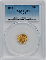 1854 G$1 Type One Gold Dollars PCGS MS66