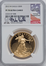 2013-W $50 One-Ounce Gold Eagle PR DC Modern Bullion Coins NGC MS70