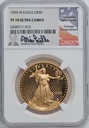 1995-W $50 One-Ounce Gold Eagle PR DC Modern Bullion Coins NGC MS70