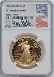 1996-W $50 One-Ounce Gold Eagle DC Modern Bullion Coins NGC MS70