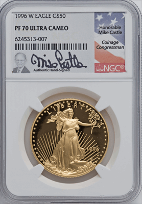 1996-W $50 One-Ounce Gold Eagle DC Modern Bullion Coins NGC MS70