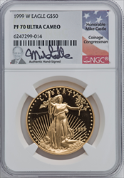 1999-W $50 One-Ounce Gold Eagle PR DC Modern Bullion Coins NGC MS70
