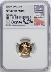 1999-W $5 Tenth-Ounce Gold Eagle DC Modern Bullion Coins NGC MS70
