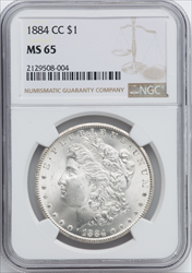 1884-CC S$1 Morgan Dollars NGC MS65
