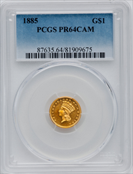 1885 G$1 CA Proof Gold Dollars PCGS PR64