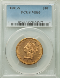 1881-S $10 Liberty Eagles PCGS MS63