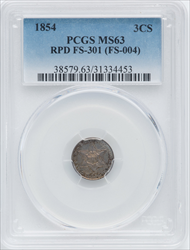 1854 3CS FS-301 Three Cent Silver PCGS MS63