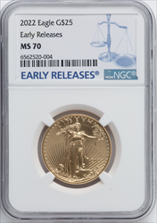 2022 $25 Half-Ounce Gold Eagle FS MS Modern Bullion Coins NGC MS70