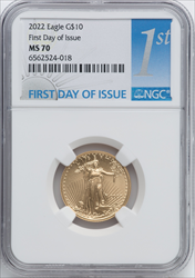 2022 $10 Quarter Ounce Gold Eagle FDI MS Modern Bullion Coins NGC MS70