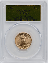 2022 $10 Quarter Ounce Gold Eagle FDI MS Modern Bullion Coins PCGS MS70