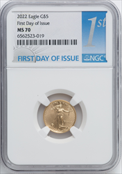 2022 $5 Tenth Ounce Gold Eagle FDI MS Modern Bullion Coins NGC MS70