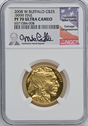 2008-W $25 Half-Ounce Gold Buffalo PR DC Modern Bullion Coins NGC MS70