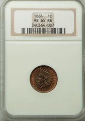 1884 1C RB Indian Cents NGC MS65