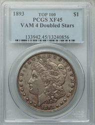 1893 $1 VAM-4 Doubled Stars MS Morgan Dollars PCGS XF45