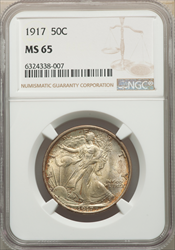 1917 50C Walking Liberty Half Dollars NGC MS65