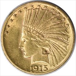 1915 $10 Gold Indian AU58 Uncertified #146