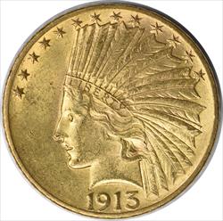 1913 $10 Gold Indian MS60 Uncertified #144
