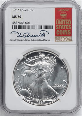 1987 S$1 Silver Eagle MS Modern Bullion Coins NGC MS70