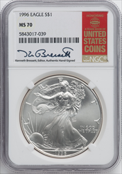 1996 S$1 Silver Eagle MS Modern Bullion Coins NGC MS70