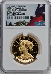 2017-W $100 American Liberty High Relief First Strike PR DC Modern Bullion Coins NGC MS70