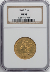 1845 $10 Liberty Eagles NGC AU58