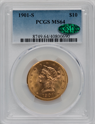 1901-S $10 CAC Liberty Eagles PCGS MS64