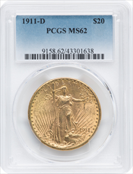 1911-D $20 Saint-Gaudens Double Eagles PCGS MS62