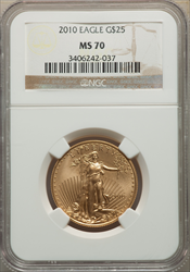 2010 $25 Half-Ounce Gold Eagle MS Modern Bullion Coins NGC MS70