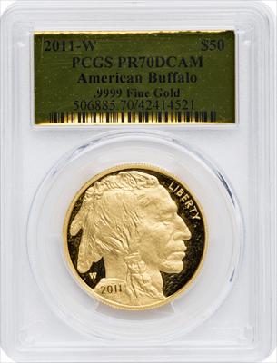 2011-W $50 One-Ounce Gold Buffalo DC Modern Bullion Coins PCGS MS70